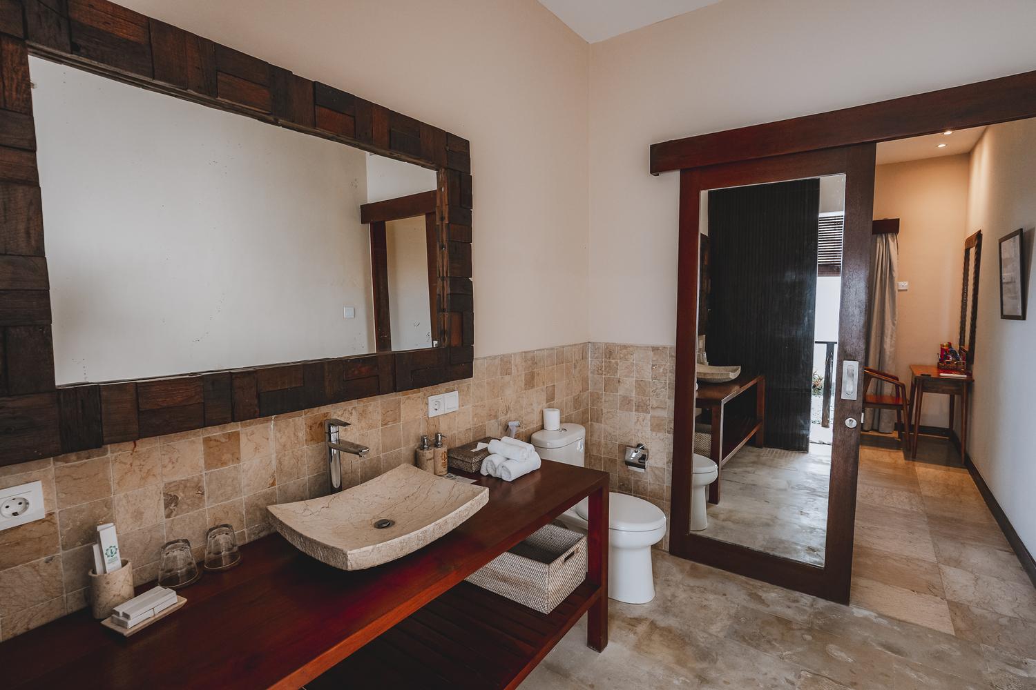 An ensuite bathroom with a double vanity